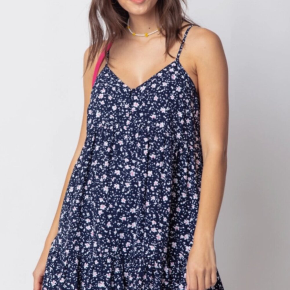 Navy Floral Babydoll Dress